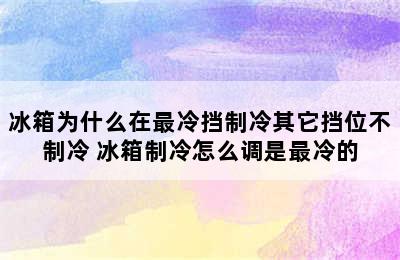 冰箱为什么在最冷挡制冷其它挡位不制冷 冰箱制冷怎么调是最冷的